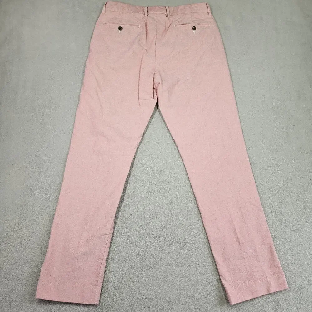 J.Crew Bowery Pants Men 31x30.5* Red Urban Slim Chino Cotton Flat Front Prep Ivy